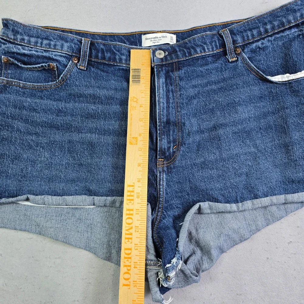 Abercrombie & Fitch The Mom Short Curve Love Women 20‎ 35 Blue High Rise Denim